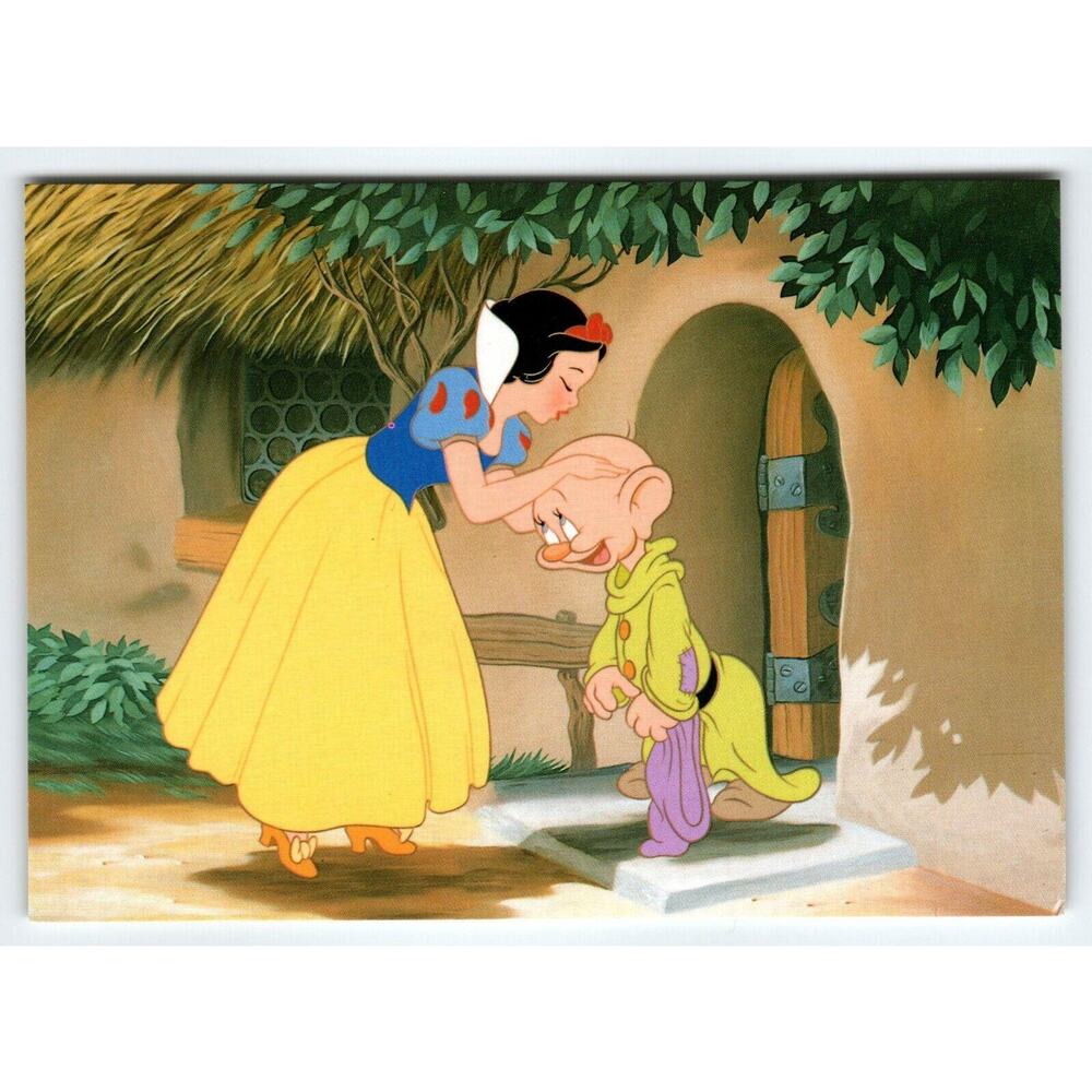 Dopey At The Door Snow White And The Seven Dwarfs Disney Postcard Vintage Unused